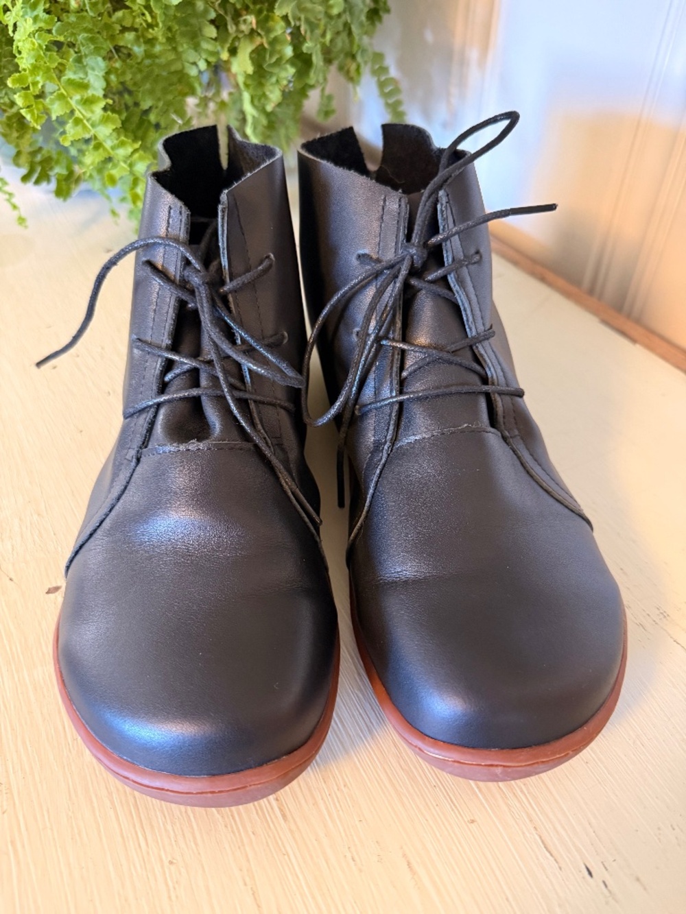 Dwarves Leather Ankle Booties – Women's Size 9 | Black Lace-Up Flats